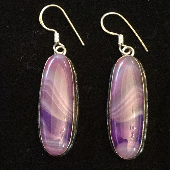 Gems & Minerals Jewelry - Spectacular Purple Botswana Agate Earrings